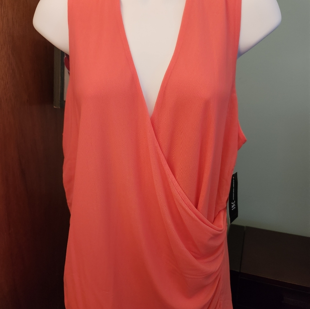 Coral Sleeveless Draped Top